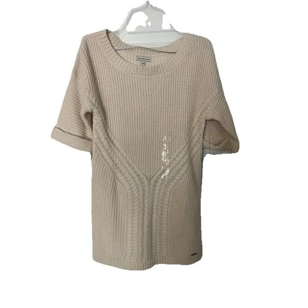 Calvin Klein Jeans Tunic Sweater NWT Small Ivory Classic